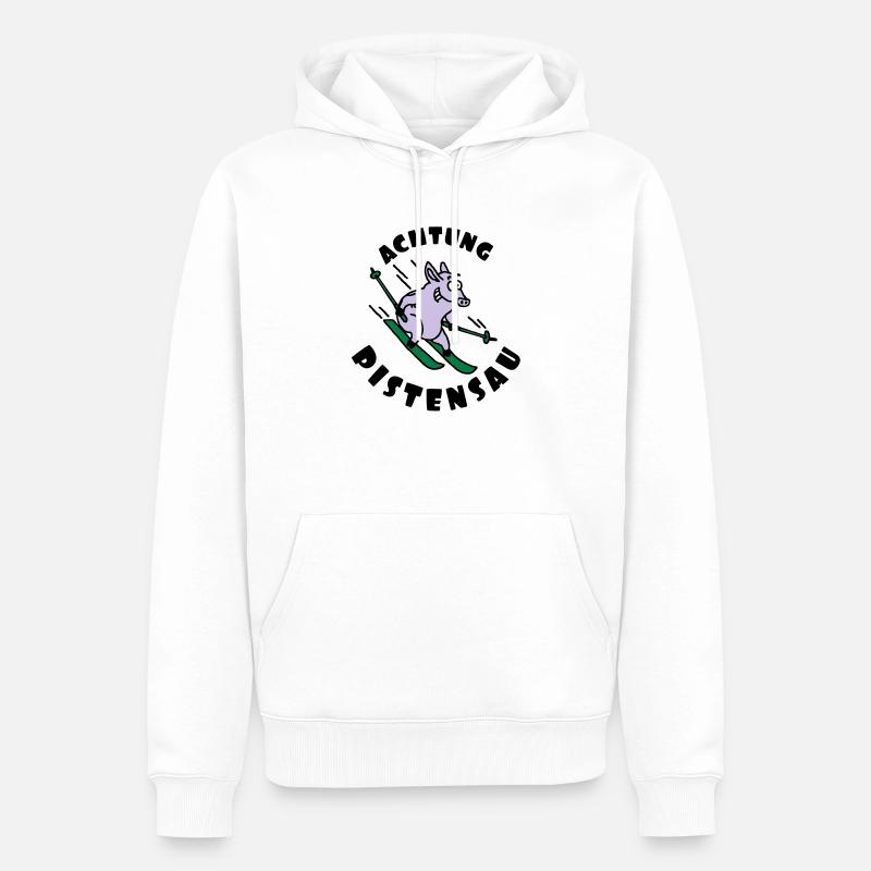 pistensau_02_e_3c - Männer Premium Bio Hoodie - Weiß