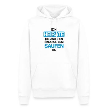 Ich heirate die anderen sind nur zum saufen hier - Männer Premium Bio Hoodie - Weiß - Vorne - Nico (187cm)