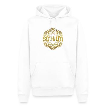 Soham - fleur de lotus - Sweat à capuche Premium bio Homme - blanc - Devant - Nico (187cm)