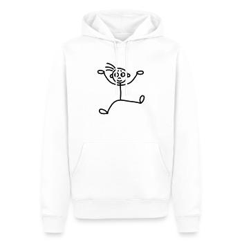 Strichmännchen springt - Männer Premium Bio Hoodie - Weiß - Vorne - Nico (187cm)
