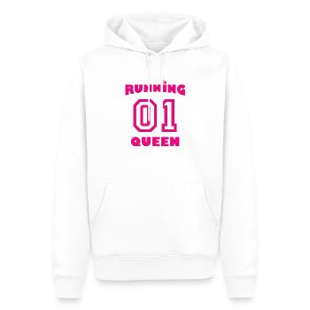 Running Queen - pink - Männer Premium Bio Hoodie - Weiß - Vorne - Nico (187cm)
