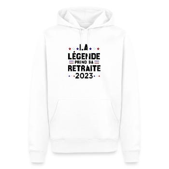 Retraite 2023 Cadeau Humour Personnalisé - Sweat à capuche Premium bio Homme - blanc - Devant - Nico (187cm)