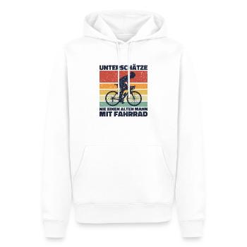 Alter Mann Fahrrad Opa Großvater Papa Geschenk Fun - Männer Premium Bio Hoodie - Weiß - Vorne - Nico (187cm)
