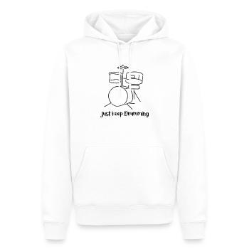 Continuez simplement à tambour | Batterie | | de batterie Musique - Sweat à capuche Premium bio Homme - blanc - Devant - Nico (187cm)
