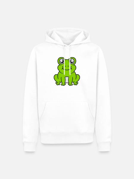 Small seated sweet frog - Men’s Premium Organic Hoodie - white