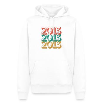 Anniversaire année 2013 / Vintage 2013 - Sweat à capuche Premium bio Homme - blanc - Devant - Nico (187cm)