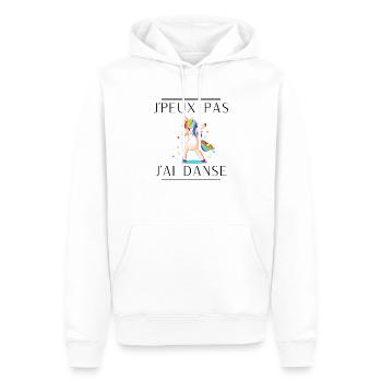 J'peux pas j'ai danse - Sweat à capuche Premium bio Homme - blanc - Devant - Nico (187cm)