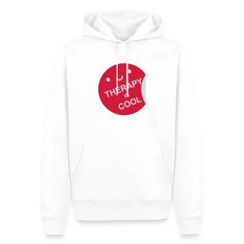 therapy is cool Zitat - Männer Premium Bio Hoodie - Weiß - Vorne - Nico (187cm)