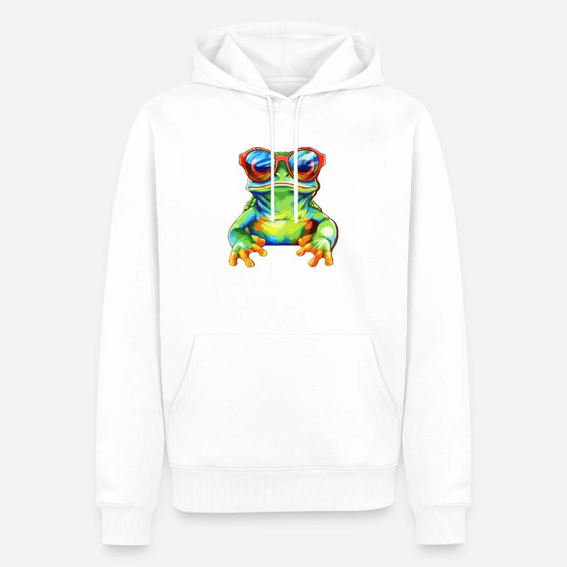 Crog la grenouille - Sweat à capuche Premium bio Homme - blanc