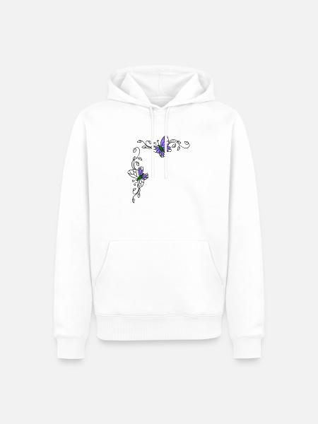 Butterflies with flower tendrils - Men’s Premium Organic Hoodie - white
