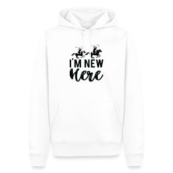 I´m new here - Männer Premium Bio Hoodie - Weiß - Vorne - Nico (187cm)