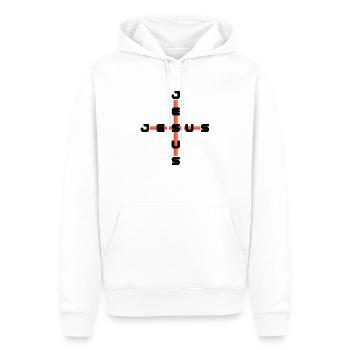 Jésus Jésus rouge - Sweat à capuche Premium bio Homme - blanc - Devant - Nico (187cm)