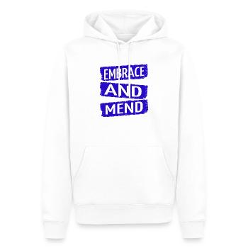 Recevoir de l’aide Idée présente - Sweat à capuche Premium bio Homme - blanc - Devant - Nico (187cm)