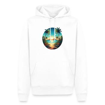 Sur la plage - Sweat à capuche Premium bio Homme - blanc - Devant - Nico (187cm)