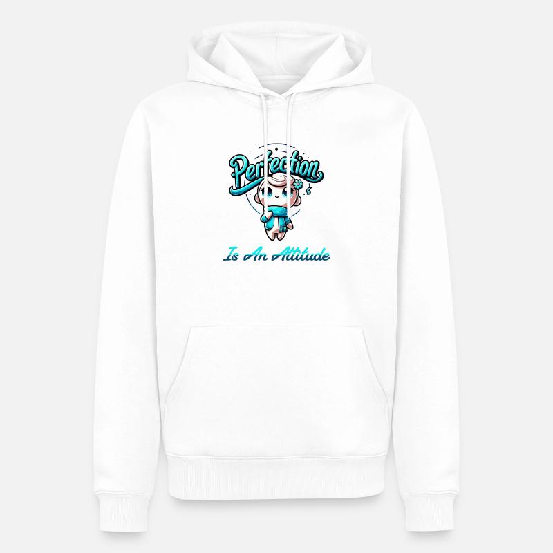 "Perfektion ist eine Einstellung" - Männer Premium Bio Hoodie - Weiß