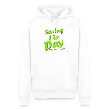 Den Tag retten - Männer Premium Bio Hoodie - Weiß - Vorne - Nico (187cm)