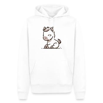 Poney - Sweat à capuche Premium bio Homme - blanc - Devant - Nico (187cm)