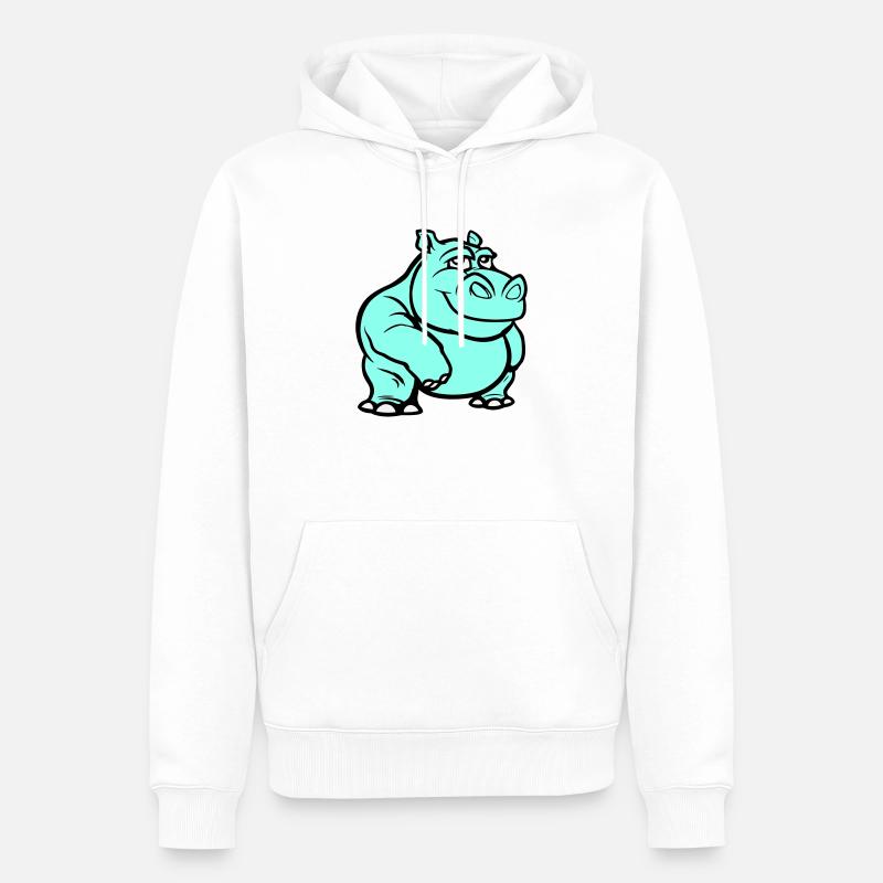 Nilpferd Comic - Männer Premium Bio Hoodie - Weiß