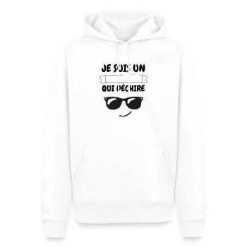 Je suis un - qui déchire personnalisable - Sweat à capuche Premium bio Homme - blanc - Devant - Nico (187cm)