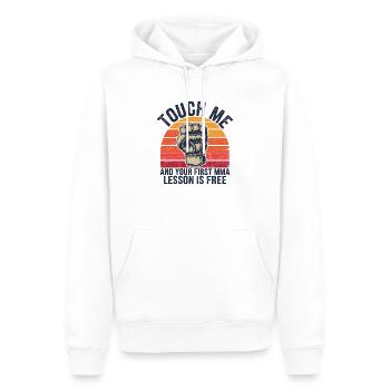 Selbstbewusst und kämpferisch - Männer Premium Bio Hoodie - Weiß - Vorne - Nico (187cm)