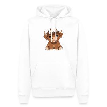 Mignon bébé vache des hautes terres avec une couronne de fleurs - Sweat à capuche Premium bio Homme - blanc - Devant - Nico (187cm)