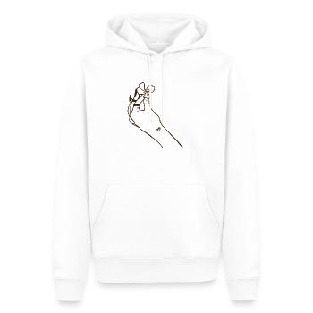 Hand mit Blüte - Männer Premium Bio Hoodie - Weiß - Vorne - Nico (187cm)