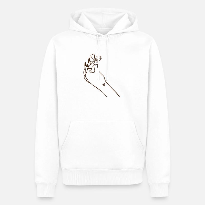 Main avec fleur - Sweat à capuche Premium bio Homme - blanc