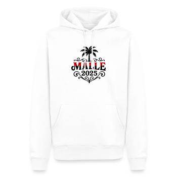 Malle 2025 - Männer Premium Bio Hoodie - Weiß - Vorne - Nico (187cm)