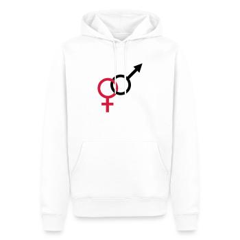 männlich weiblich - Männer Premium Bio Hoodie - Weiß - Vorne - Nico (187cm)