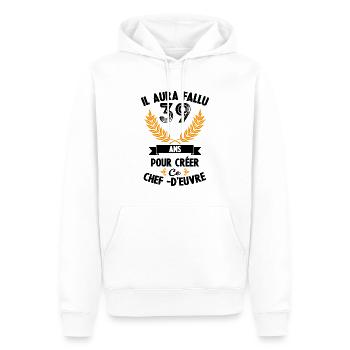 39 Ans anniversaire 39 anniversaire cadeau 39 ans - Sweat à capuche Premium bio Homme - blanc - Devant - Nico (187cm)
