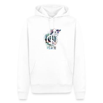 peace ,graffiti, peace, flagge, friede, tauben - Männer Premium Bio Hoodie - Weiß - Vorne - Nico (187cm)