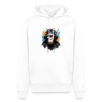 DJ Monkey: Musikmacher Affe mit Kopfhörer - Männer Premium Bio Hoodie - Weiß - Vorne - Nico (187cm)