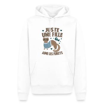 Juste Une Fille Qui Aime Les Furets Furet Animal - Sweat à capuche Premium bio Homme - blanc - Devant - Nico (187cm)