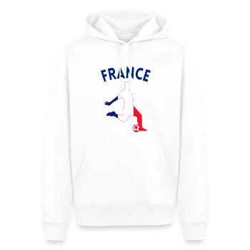 Idée cadeau Football Supporter France - Sweat à capuche Premium bio Homme - blanc - Devant - Nico (187cm)