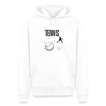 Modernes Tennis Design - Männer Premium Bio Hoodie - Weiß - Vorne - Nico (187cm)