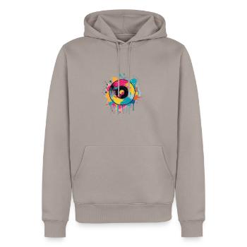 Vinyl Pastell - Männer Premium Bio Hoodie - Taupe - Vorne - Nico (187cm)