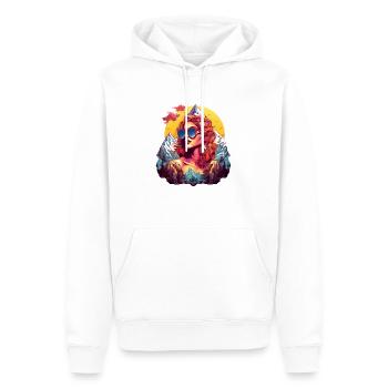 Wander Woman Berg Shirt zum Wandern in den Bergen - Männer Premium Bio Hoodie - Weiß - Vorne - Nico (187cm)