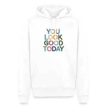 Du siehst heute gut aus bestickt - Männer Premium Bio Hoodie - Weiß - Vorne - Nico (187cm)