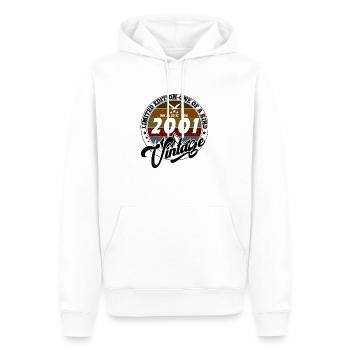 Eleganter Vintage: 2001 Retro Geschenk 2001 2025 - Männer Premium Bio Hoodie - Weiß - Vorne - Nico (187cm)