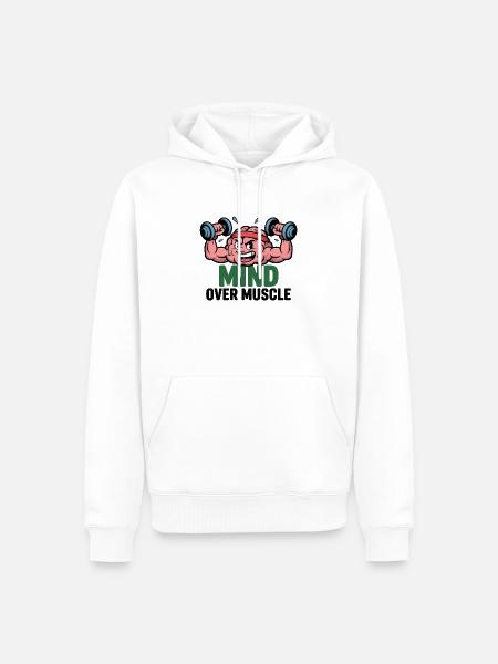Mind Over Muscles - Men’s Premium Organic Hoodie - white