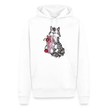 Niedliche Katze mit Erdbeer Kirsch Milchshake - Männer Premium Bio Hoodie - Weiß - Vorne - Nico (187cm)