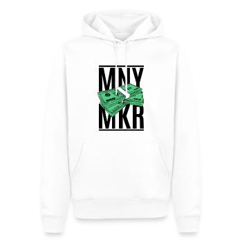 Money Maker weißes T-Shirt oder Hoodie - MNY MKR - Männer Premium Bio Hoodie - Weiß - Vorne - Nico (187cm)