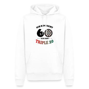 Dart Spieler 60. Geburtstag Triple 20 Spruch - Männer Premium Bio Hoodie - Weiß - Vorne - Nico (187cm)