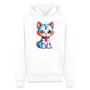 Cute cat with blue orange fur - Men’s Premium Organic Hoodie - white - Front - Nico (187cm)