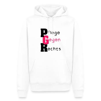 Pflege Gegen Rechts - Männer Premium Bio Hoodie - Weiß - Vorne - Nico (187cm)