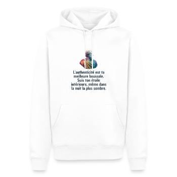 T-shirts Stoïcisme : L'inspiration à portée de soi - Sweat à capuche Premium bio Homme - blanc - Devant - Nico (187cm)