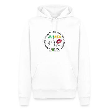Jamaica Girls Trip 2023 group matching, green text - Men’s Premium Organic Hoodie - white - Front - Nico (187cm)