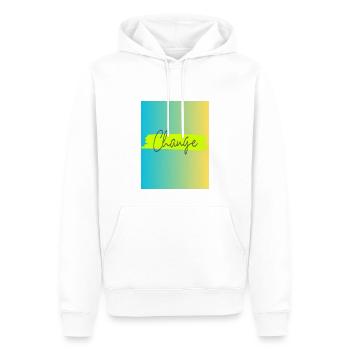 Change "turquoise goes yellow" - Männer Premium Bio Hoodie - Weiß - Vorne - Nico (187cm)