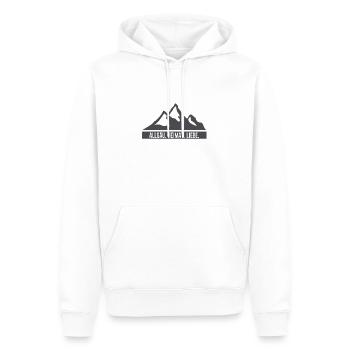 Allgäu | Heimat | Liebe | Allgäuer | Bayern - Männer Premium Bio Hoodie - Weiß - Vorne - Nico (187cm)