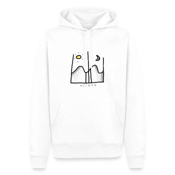 Chemises Mugs etc avec Jour & Nuit Soleil & Lune - Sweat à capuche Premium bio Homme - blanc - Devant - Nico (187cm)